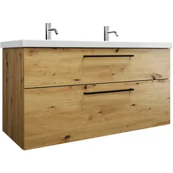 burgbad Eqio Waschtischkombination mit Keramik-Waschtisch, 123 cm, mit Stangengriff G0234, Badmöbel,