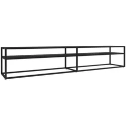 vidaXL TV-Schrank Schwarz Marmor-Optik 220x40x40,5 cm Hartglas