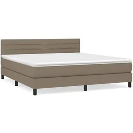 vidaXL Boxspringbett mit Matratze Taupe 180x200 cm Stoff
