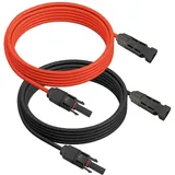 ARLI Solarkabel 2 x 5m | Verlängerungskabel 4 mm2 | Solarstecker und Solarbuchse | Rot/Schwarz | 5 m Verlängerung Solar Kabel mit Stecker und Verbinder für Photovoltaik Anlagen IP68 UV-beständig