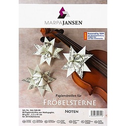 Papierstreifen-Set Fröbelsterne "Noten", creme-schwarz, 80 Streifen