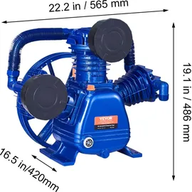Vevor Luftkompressor-Pumpenkopf, 10 PS, 17,5 CFM bei 90 PSI, 3-Zylinder-Ölschmierung, Kolbenpumpenkopf, Zweistufiger V-Typ-Pumpenersatz