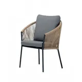 Sessel Design Terrasse Polster Holz Polster Moderne Luxus Grau Hochwertig Rattan