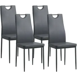 Albatros Esszimmerstühle SALERNO 4er Set, Grau - Edles Italienisches Design, Polsterstuhl Kunstleder-Bezug, Modern und Stilvoll am Esstisch