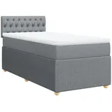 vidaXL Boxspringbett mit Matratze Hellgrau 100x200 cm Stoff