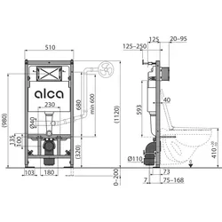 Alcadrain s.r.o. AM101/1120W Vorwandinstallationssystem für Trockenbau (aus Gipskarton)