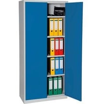 Gürkan Stahlschrank 100050 lichtgrau, enzianblau 80,0 x 38,0 x 180,0 cm, aufgebaut