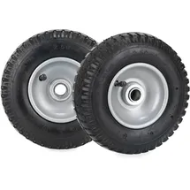 Relaxdays Schubkarrenrad 2er Set, 2.50-4, luftbereift, 2 PR, Ersatzrad bis 100 kg, Luftreifen Stahlfelge, schwarz/silber