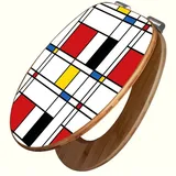 banjado WC-Sitz aus Bambus Motiv Rot Gelb Blau (umweltfreundliches Material, integrierte Absenkautomatik), 45,8 x 37,5 x 5 cm braun