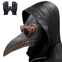 Pest Doktor Maske, lange Nase Vogel Schnabel Steampunk Halloween Kostüm Requisiten Maske mit einem Paar Handschuhe