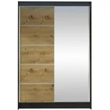 Mirjan24 Schwebetürenschrank, Schwarz, Eiche Artisan Holzwerkstoff, 5 Fächer, Rechteckig, 120x200x58 cm, Schlafzimmer, Kleiderschränke, Schwebetürenschränke