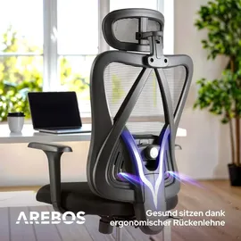 Arebos Bürostuhl Ergonomisch Schwarz