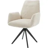 DeLife Esszimmerstuhl Zoa-Flex Cord Beige Kreuzgestell kantig Schwarz Taschenfederkern