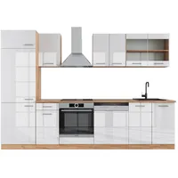 Vicco R-Line Küchenzeile Weiß Hochglanz/Goldkraft Eiche 300 cm AP Eiche