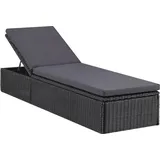 Sonnenliege Poly Rattan Schwarz Und Dunkelgrau