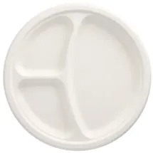 Papstar Zuckerrohr-Teller 3-geteilt Ø 26 cm 50 St. Weiß