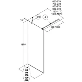 Dansani Match Dusch-Seitenwand 67-69 cm satiniert