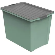 Rotho Aufbewahrungsbox mit Rollen Kunststoff (PP recycelt) BPA-frei, grün/anthrazit, A3/70l 57,0 x 39.5 x 43.5 cm)