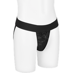 Jock Strap mit Lederklappe, schwarz, XL