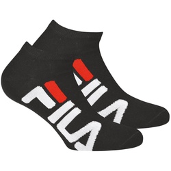 FILA Unisex, 2 Paar Socken - Invisible Sneakers, Logo, einfarbig Schwarz 35-38