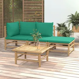vidaXL Garten-Lounge-Set 4-tlg. Bambus grün/braun