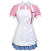 JINGHE Danganronpa 2 Krankenschwester Uniform Mikan Tsumiki Cosplay Kostüm, Japanisches Anime Maid Outfit Kurzarm Rosa Kostüm Komplettset Für Mädchen Frauen