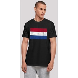 F4NT4STIC T-Shirt Niederlande Holland Flagge distressed Print schwarz XL
