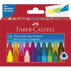 FABER CASTELL Wachsmalstift Dreikant sortiert Etui VE=24 Stück