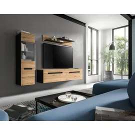 Home Affaire Wohnwand HOME AFFAIRE "REHAT, TOPSELLER, 3-teilig, wahlweise stehend und hängend montierbar", basalt grau, artisan eiche nachbildung, B:221cm H:141cm T:33cm, Holzwerkstoff, Kastenmöbel-Sets, Wohnwand, Kombination, Anbauwand, Set, Wohn-Set, Wohnzimmer-Set,
