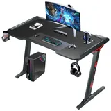 oyajia Computertisch Gaming-Tisch mit LED, 140cm Gaming Schreibtisch Gamer Computertisch, Gamingtisch mit USB-Anschluss, Getränkehalter und Kopfhörerhalter