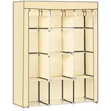 Homcom Stoffschrank, Kleiderschrank mit Kleiderstangen, 8 Ebenen, Faltschrank, Faltbare Garderobe für Schlafzimmer, Flur, Vliesstoff, Beige, 125 x 43 x 162,5 cm