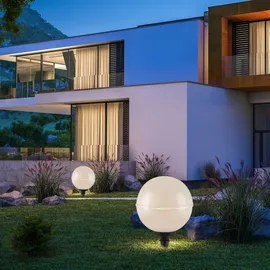 just light. Just Light, Kugelleuchte Gartenlampe 2er SET Erdspiess, weiss, spritzwasserschutz (E27, IP44)