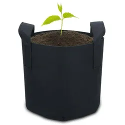 Intirilife 2x Vlies Pflanzsack in 20 Liter - 5 Gallon - 30 x 25 cm - Pflanzen Blumen Übertopf aus Vliesstoff mit Tragegriffen für Garten