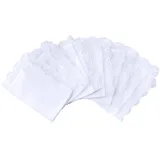 HOULIFE 6 Stücke Damen Klein Weiß Taschentücher aus Reiner Baumwolle mit Spitzen 25x25cm für Alltagsgebrauch&Hochzeit (Weiß 1-12 Stücke) - 10x10"/25x25cm