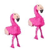 relaxdays Papierdekoration 2 x Pinata Flamingo rosa|schwarz