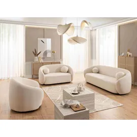 s-style möbel Cocktailsessel Roundi Bouclé 90 x 76 x 80 cm Weiß