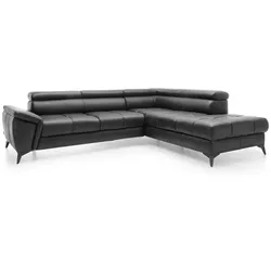 Ecksofa Mocca Leder Schwarz