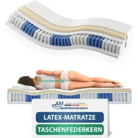AM Qualitätsmatratzen Latex 7 Zonen Taschenfederkernmatratze 120 x 200