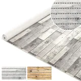 ANRO Badematte Weichschaummatte Bad- und Duschvorleger Antirutsch Badläufer Holz Diele Grau 140x130cm