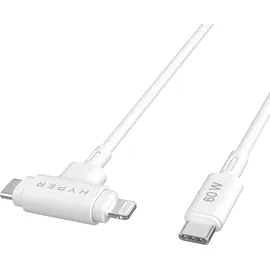 Hyper Hyper® HyperJuice USB-C und Lightning Hybrid-Silikonkabel (1,5m) - Weiß