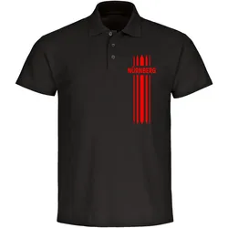 multifanshop Poloshirt - Nürnberg - Streifen - Druck rot - Polo