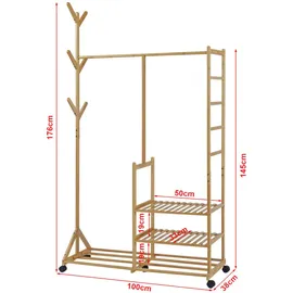 [en.casa] Ikaalinen Garderobenständer 100 x 38 x 176 cm beige