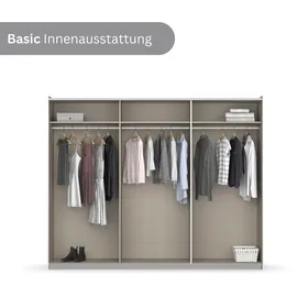 Rauch Möbel KRONACH Schrank Schwebetürenschrank, 2-türig, grau metallic, Schwarz, mit 1 Spiegel, inkl. Zubehörpaket Basic 2 Kleiderstangen 2 Einlegeböden, BxHxT 218x210x59 cm