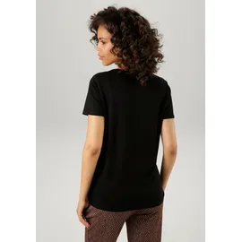 Aniston CASUAL T-Shirt in schwarz-goldfarben | Gr.: 40