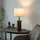 just light. Tischleuchte Beistelllampe Tischlampe Schlafzimmerlampe Holzdekor Stoff H 58 cm
