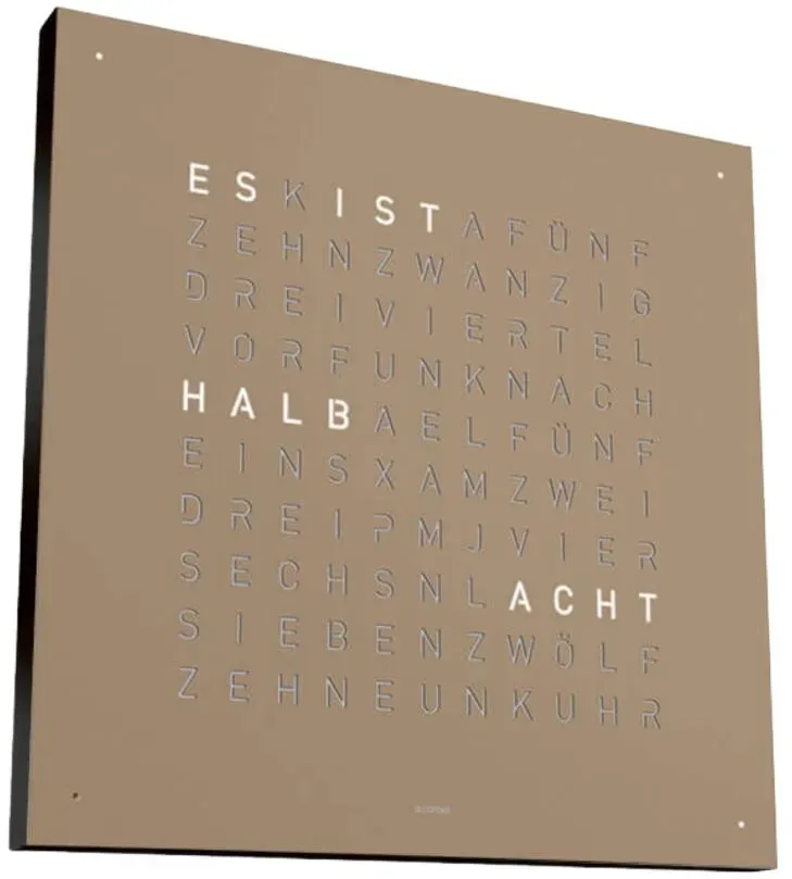 QLOCKTWO Earth 45 Steel Series Hazelnut RAL 9005 Black
