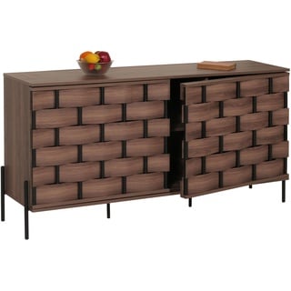 Sideboard HWC-M44, Kommode Schrank Anrichte, 3D-Flecht-Design Push-to-open T√oren 152x80x40cm, braun