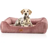 Knuffelwuff orthopädisches Hundebett aus Breitcord Sedona XXL 120 x 85cm Rosa | Abnehmbarer Bezug | waschbar | für große, mittelgroße und kleine Hunde
