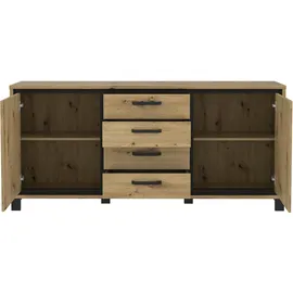 Forte Sideboard Trondheim 178,4 x 81,3 x 41,5 cm Artisan Eiche/Schwarz