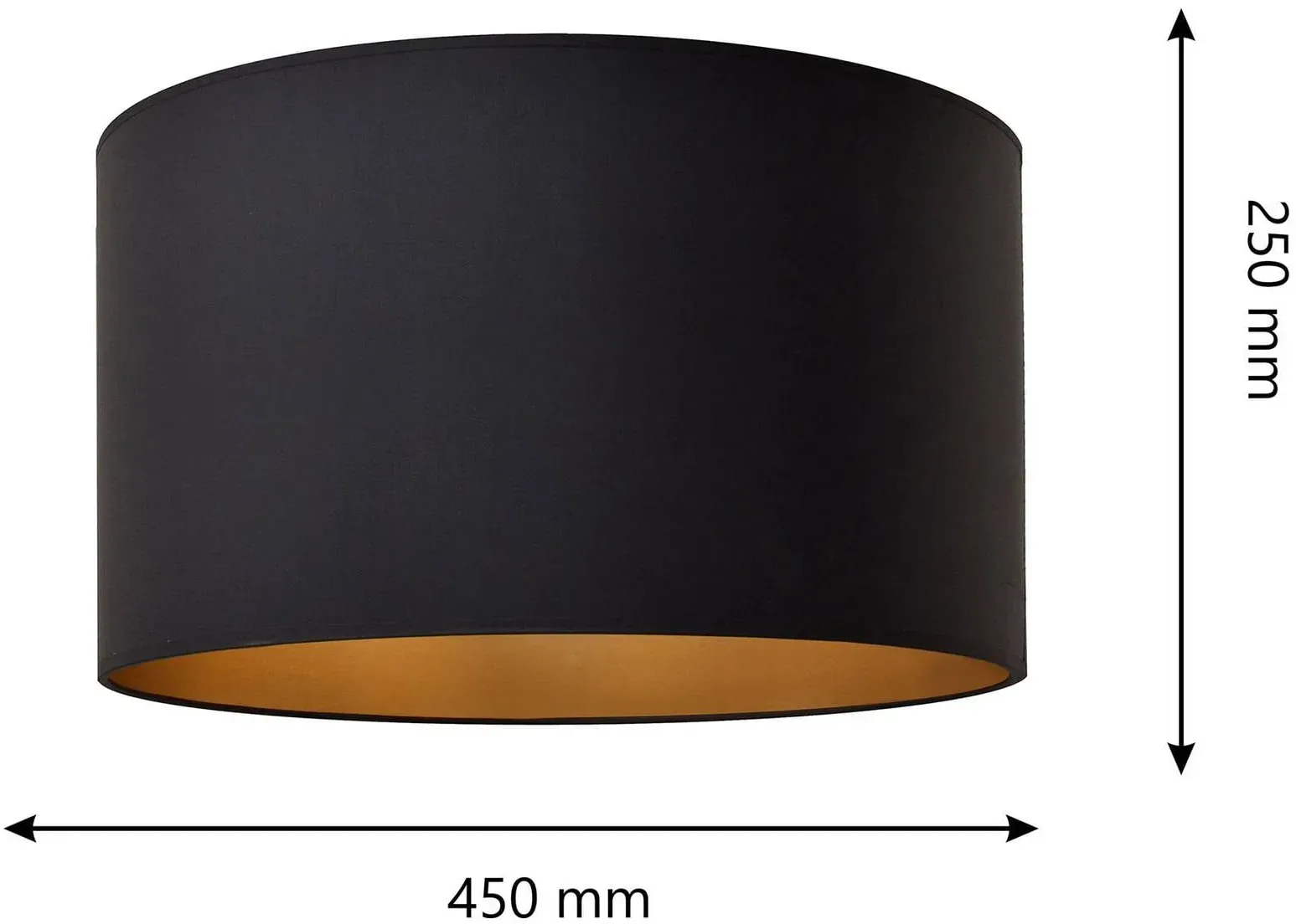 Lampenschirm Alba, Ø 45 cm, E27, schwarz/gold Alba HELAM, schwarz, für Wohn- / Esszimmer, Textil / Stoff / Seide - 45 cm - 45 cm - 25 cm